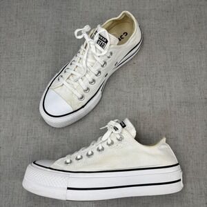 Converse Chuck Taylor All Star Platform Shoes White Canvas Lace Up Women's 6